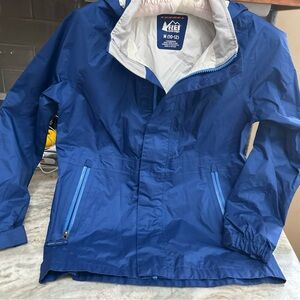 REI Co-op Rain Jacket Youth M 10/12 Hooded Nylon Seam Taped Waterproof Unisex.